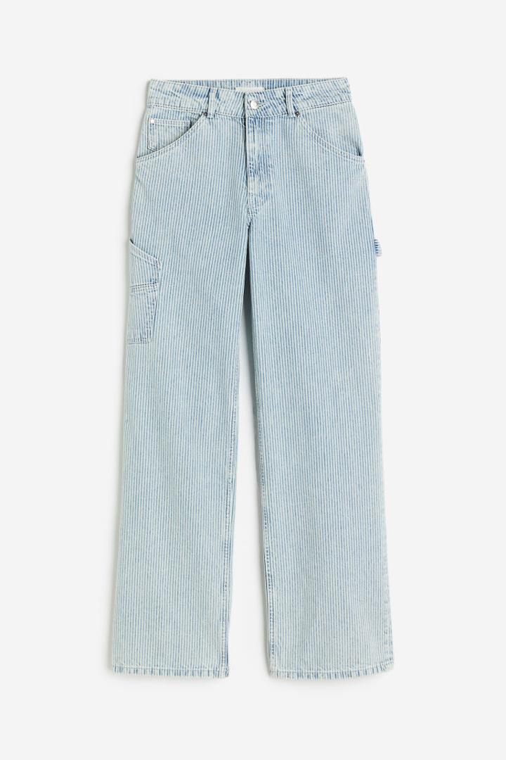 H & M - Straight Regular Cargo Jeans - Blue