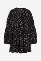 H & M - Patterned A-line Dress - Black
