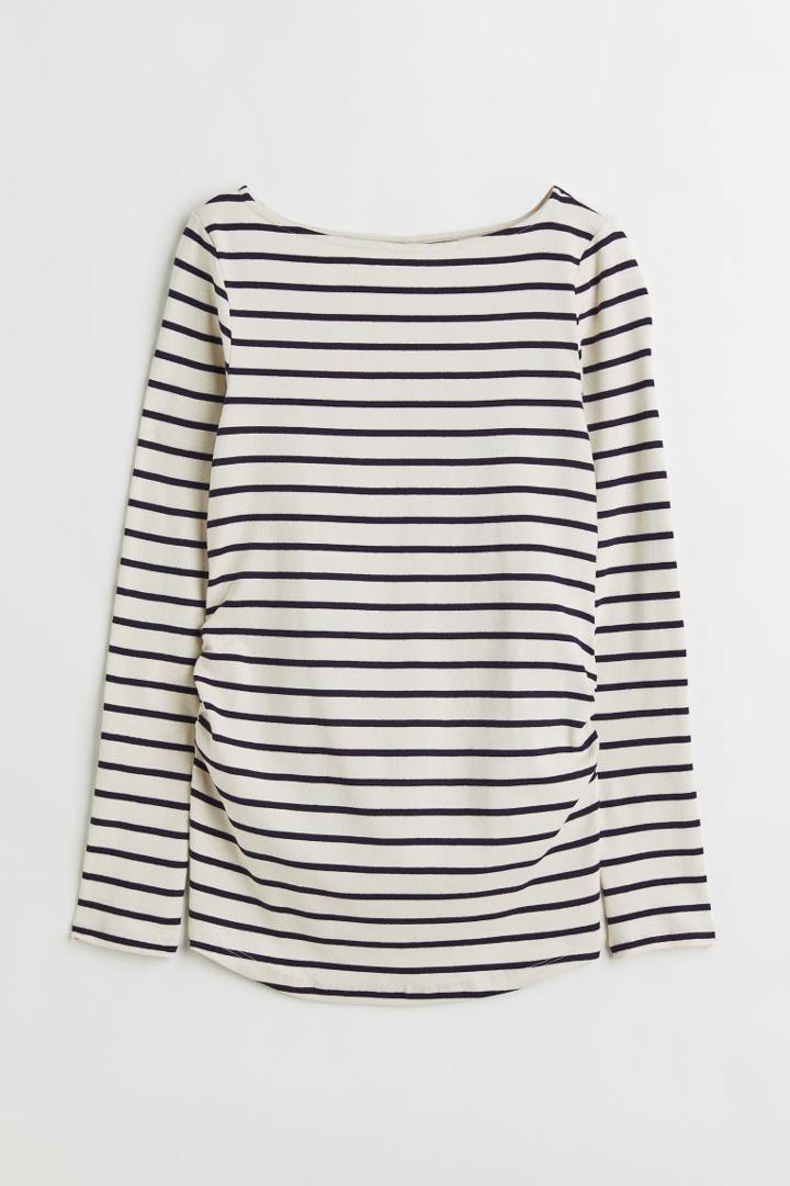 H & M - Mama Long-sleeved Cotton Top - Beige