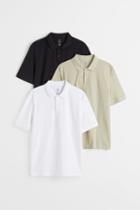 H & M - 3-pack Regular Fit Polo Shirts - White