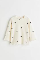 H & M - Waffled Jersey Top - White