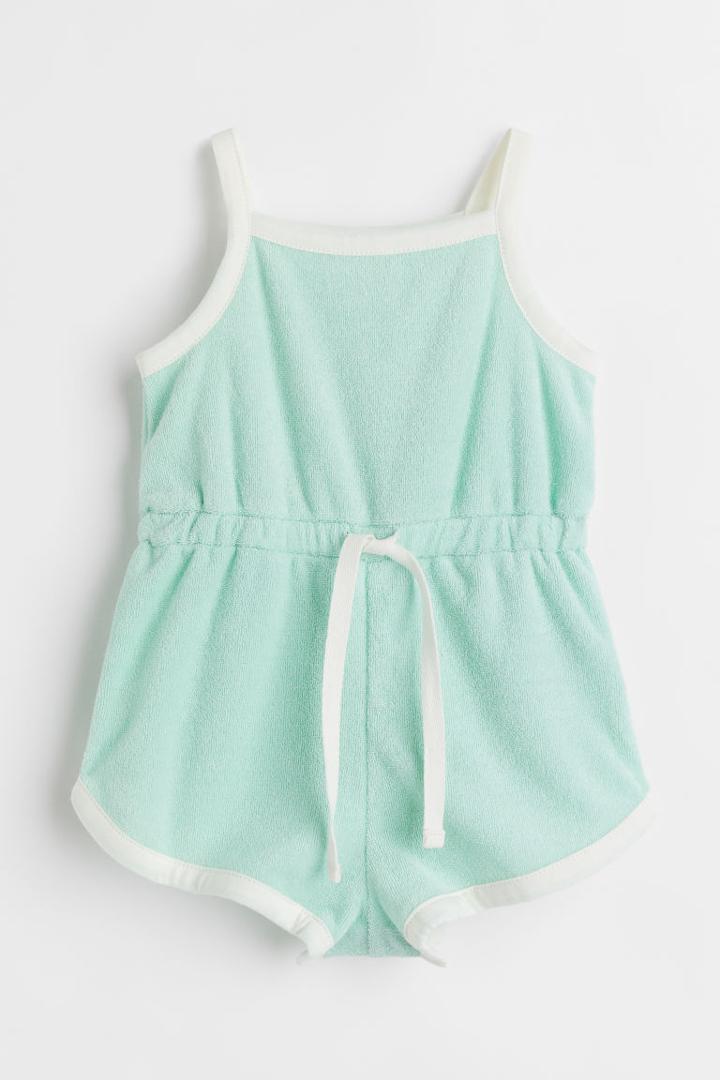 H & M - Sleeveless Terry Romper - Green