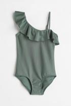 H & M - One-shoulder Swimsuit - Green