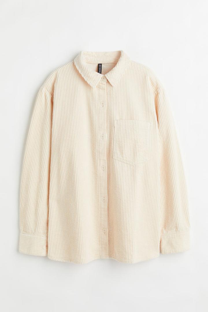 H & M - Corduroy Shirt - Beige