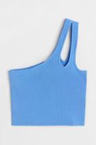 H & M - Ribbed One-shoulder Top - Blue