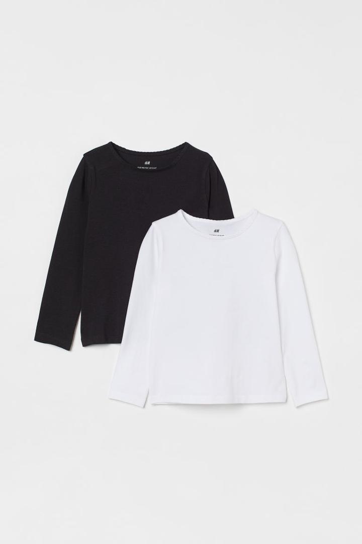 H & M - 2-pack Long-sleeved Tops - White