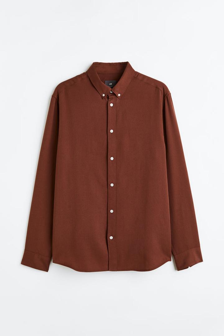 H & M - Regular Fit Lyocell Shirt - Beige