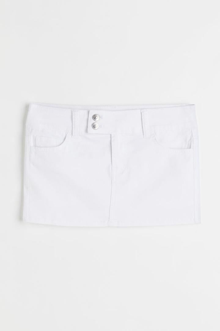 H & M - Short Twill Skirt - White