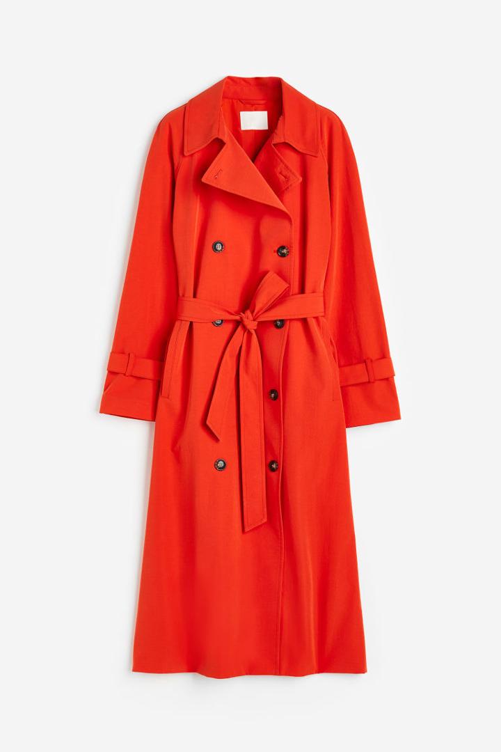 H & M - Double-breasted Trench Coat - Orange