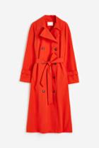 H & M - Double-breasted Trench Coat - Orange