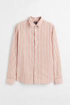 H & M - Linen-blend Slim Fit Shirt - Orange
