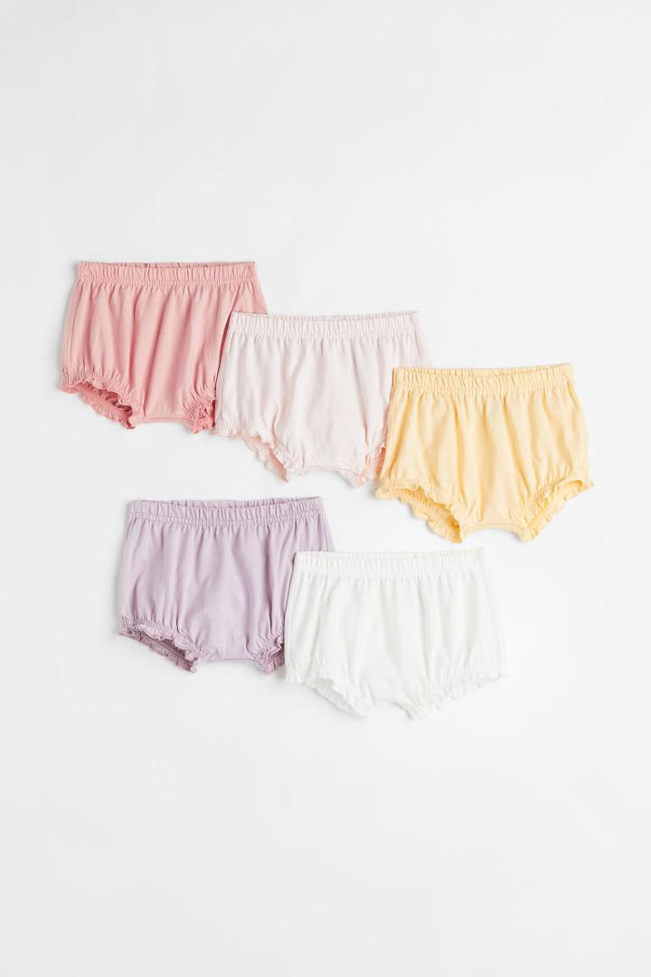 H & M - 5-pack Cotton Puff Pants - Pink
