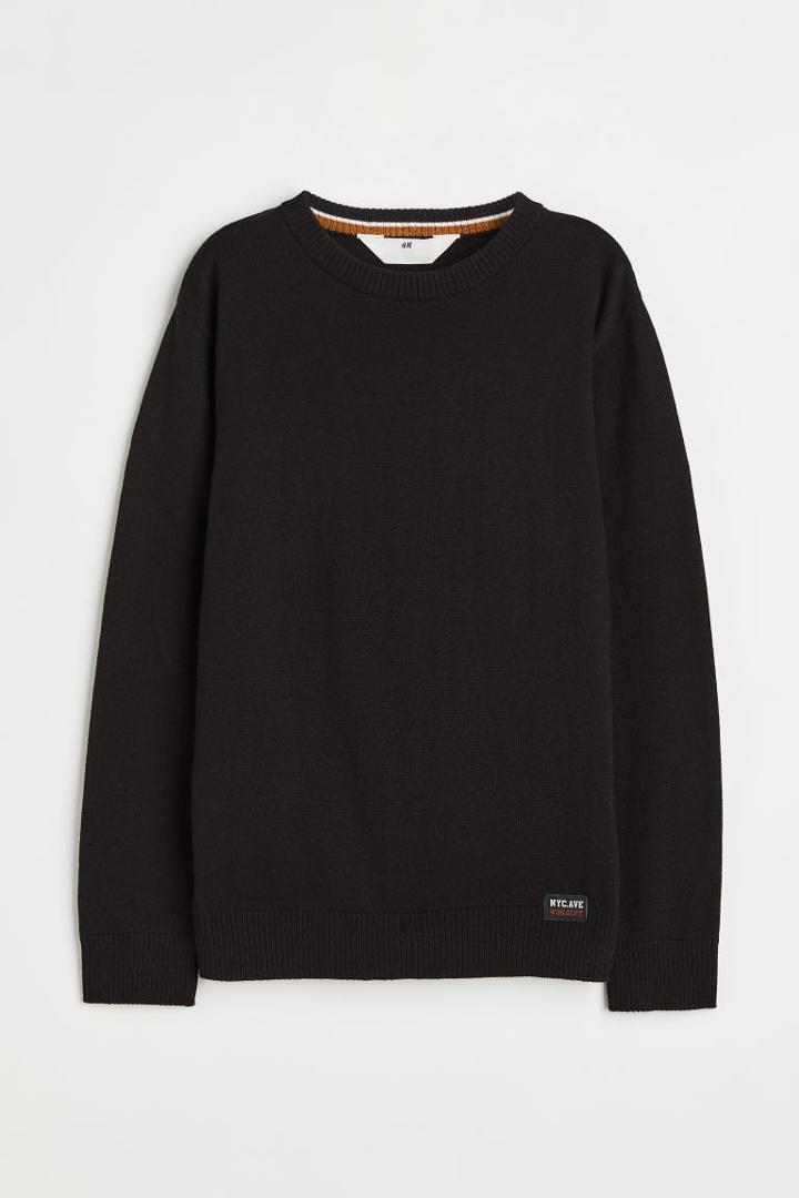 H & M - Fine-knit Cotton Sweater - Black