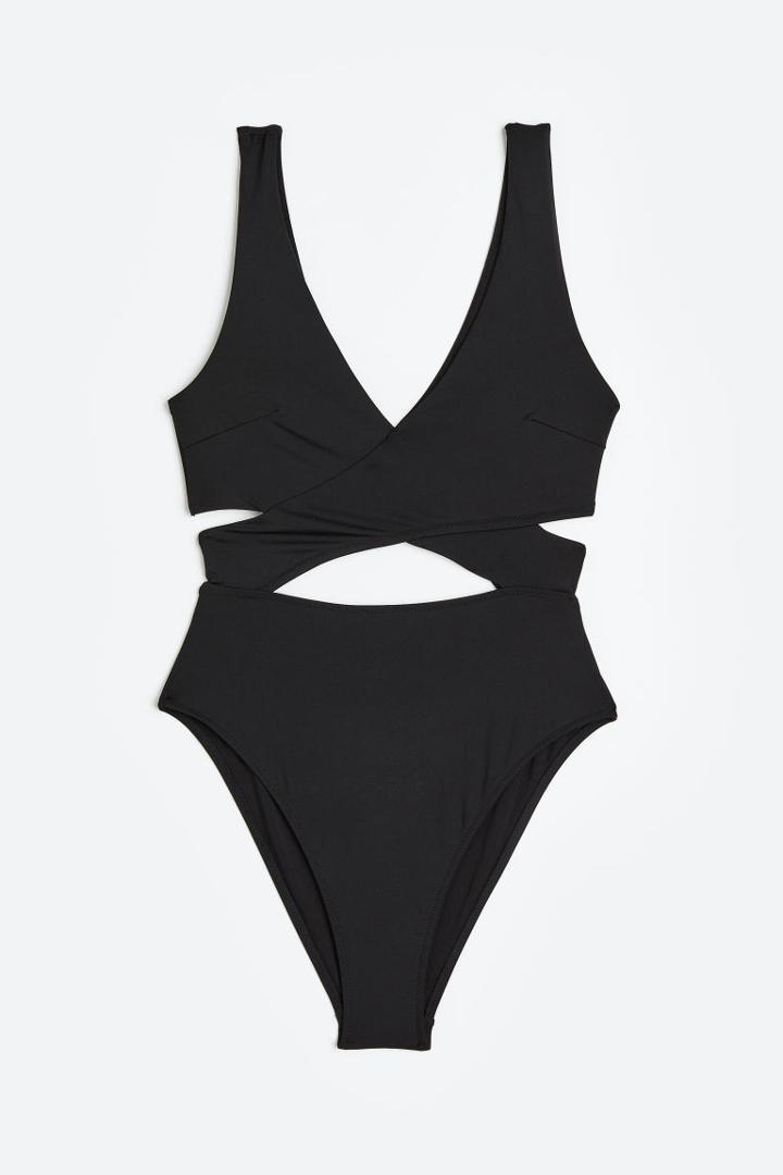 H & M - High-leg Cut-out Swimsuit - Black