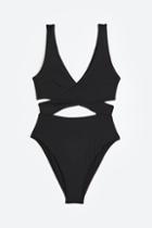 H & M - High-leg Cut-out Swimsuit - Black