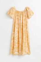 H & M - Off-the-shoulder Puff-sleeved Dress - Yellow