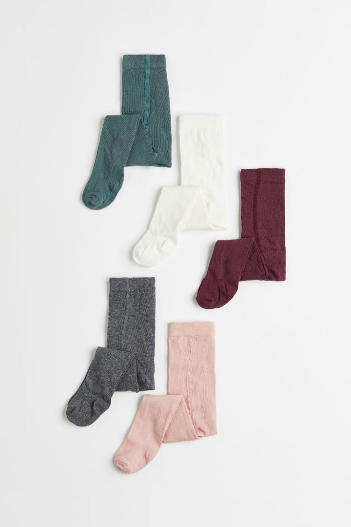 H & M - 5-pack Fine-knit Tights - Red