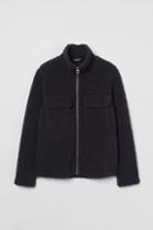 H & M - Regular Fit Faux Shearling Jacket - Gray