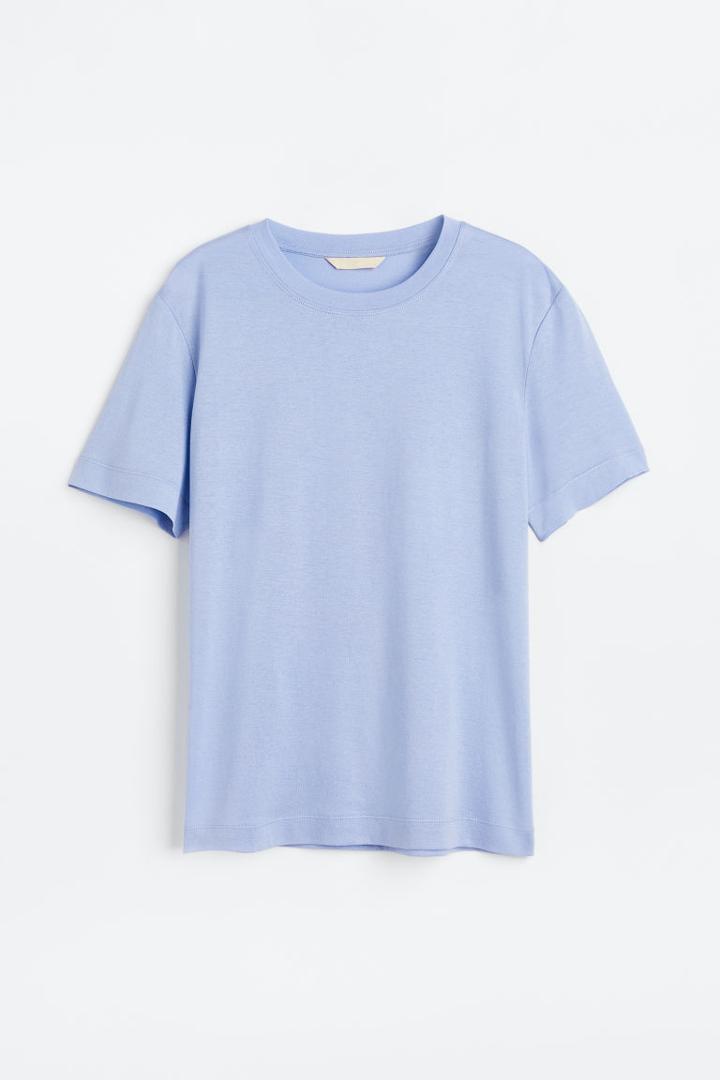 H & M - Silk-blend T-shirt - Blue
