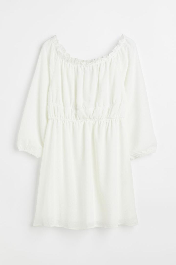 H & M - H & M+ Off-the-shoulder Dress - White