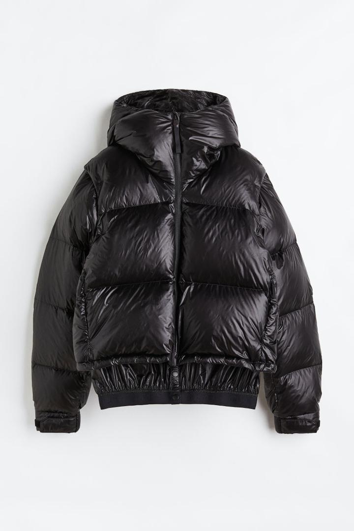 H & M - Detachable-sleeve Down Ski Jacket - Black