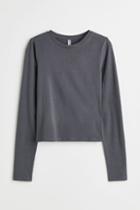 H & M - Short Jersey Top - Gray