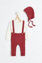 H & M - 3-piece Fine-knit Cotton Set - Red