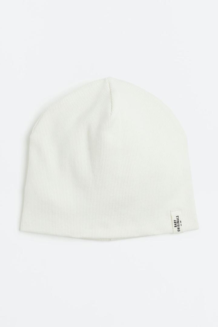 H & M - Ribbed Jersey Hat - White