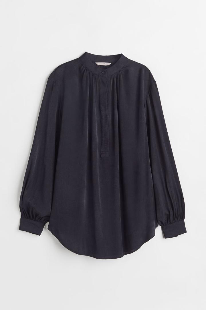 H & M - Balloon-sleeved Blouse - Blue