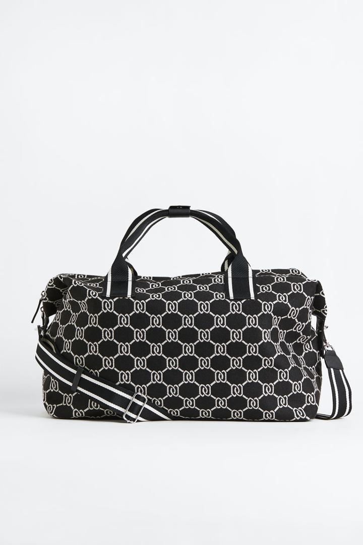 H & M - Jacquard-weave Weekend Bag - Black