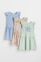 H & M - 3-pack Cotton Dresses - Green
