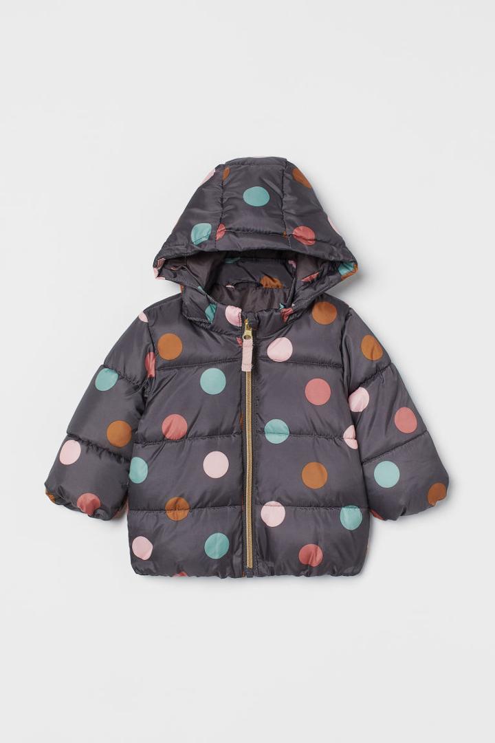 H & M - Hooded Puffer Jacket - Gray