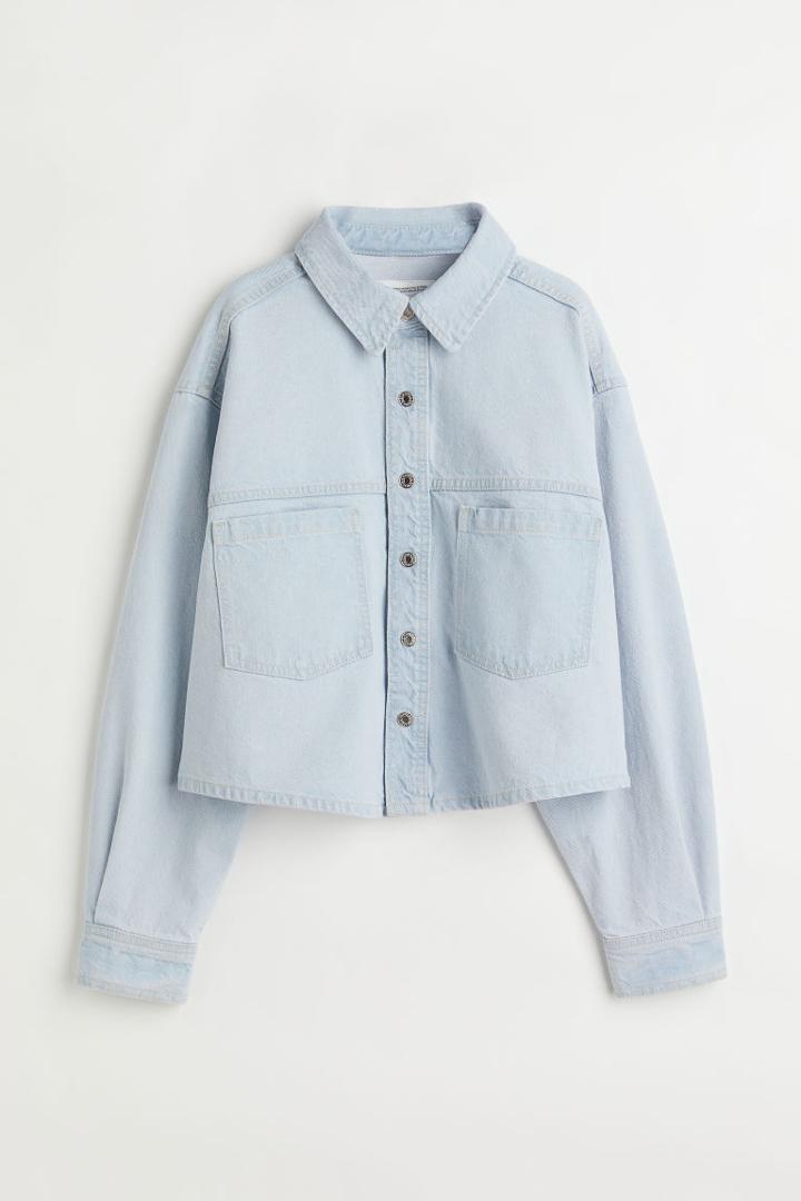 H & M - Crop Denim Overshirt - Blue