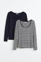 H & M - 2-pack Jersey Tops - Blue