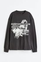 H & M - Long-sleeved Printed Shirt - Gray