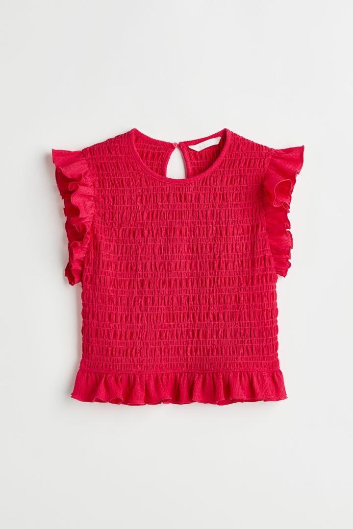 H & M - Smocked Top - Pink