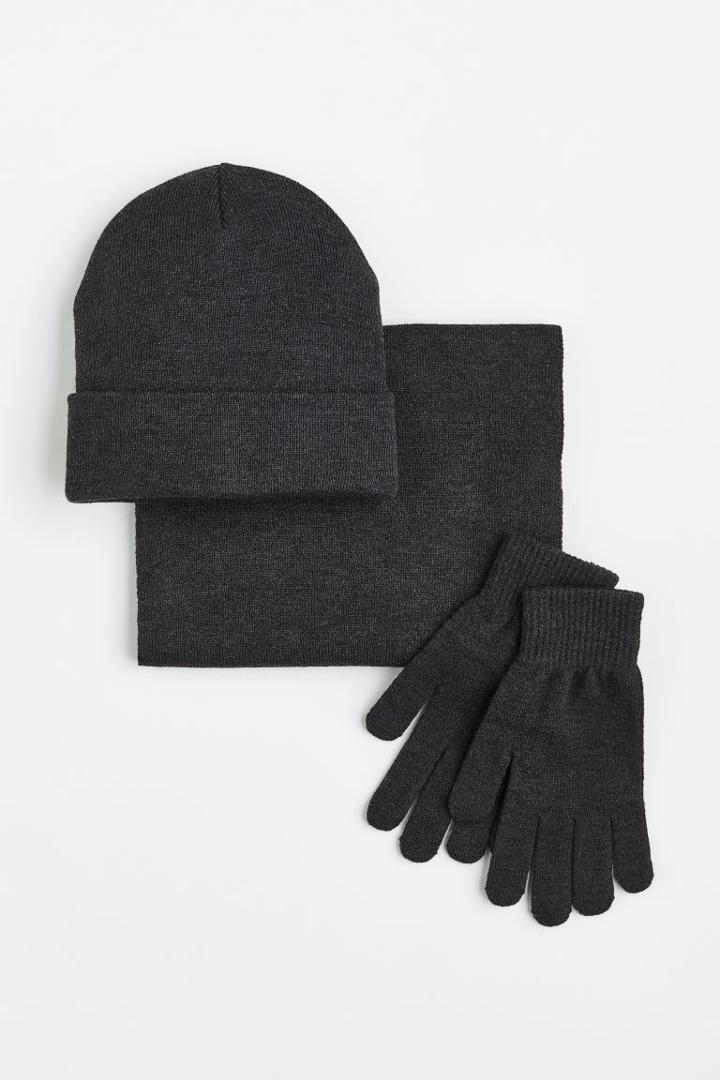 H & M - 3-piece Fine-knit Set - Gray