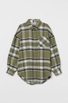 H & M - Oversized Viscose-blend Shirt - Green