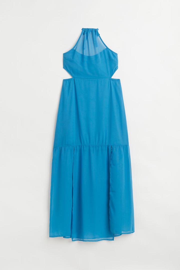 H & M - Open-backed Chiffon Dress - Blue