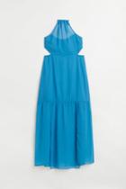 H & M - Open-backed Chiffon Dress - Blue
