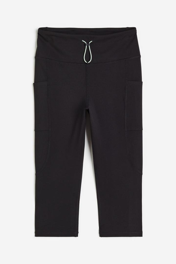 H & M - Drymove&trade; Pocket-detail Capri Sports Leggings - Black