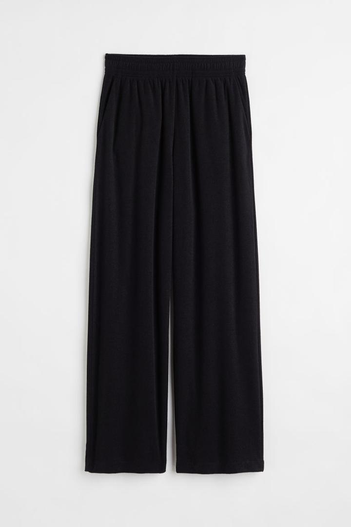 H & M - Wide-leg Terry Pants - Black