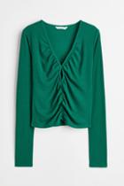 H & M - Short Gathered Top - Green