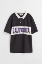 H & M - Printed Polo Shirt - Black