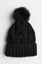 H & M - Cable-knit Pompom Hat - Black