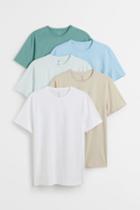 H & M - 5-pack Slim Fit T-shirts - Beige