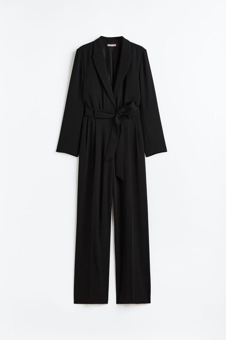 H & M - Jumpsuit With Tie Belt - Black