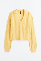 H & M - Collared Cable-knit Sweater - Beige