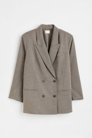 H & M - H & M+ Oversized Double-breasted Jacket - Gray