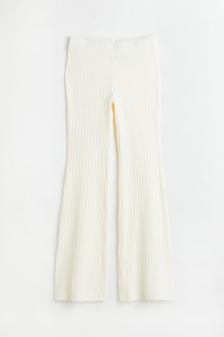 H & M - Ribbed Jersey Pants - White